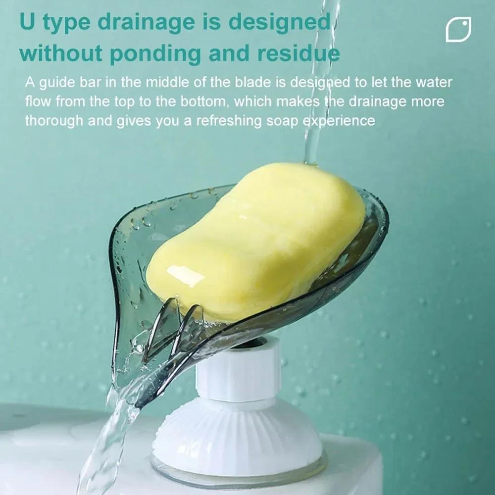1Pc Kitchen Bathroom Punch-free Soap Holder Rack Multifunction Suction Cup Drain Soap Box(Not Including Soap)
