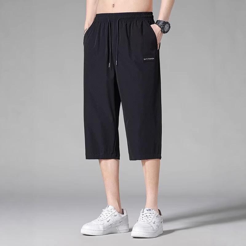 Chaolun cloth solid color ice silk quick-drying seven-point shorts men's summer thin loose straight casual sports pants men's