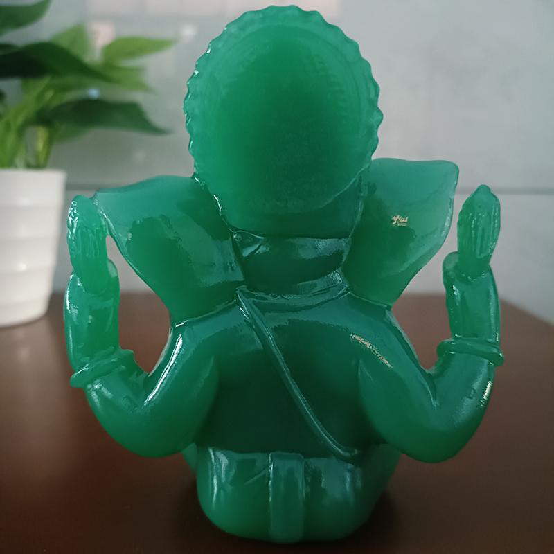 11CM Jade Colour Lord Ganesha Buddha Statue India Elephant God Ganesh Sculpture Buddha Statues Feng Shui Home Garden Decoration