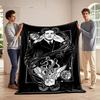 A Symmetrical Design Features a Man, Tentacles, Symbols, and Geometric Shapes. for All Seasons Blanket Lunch Break Throw Gift