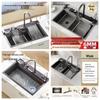 Lavello da Cucina a Vasca Singola Grande da 6MM con Display Digitale, Doccetta Integrata e Design Embossato a Nido d'Ape Nano in Acciaio Inossidabile 304