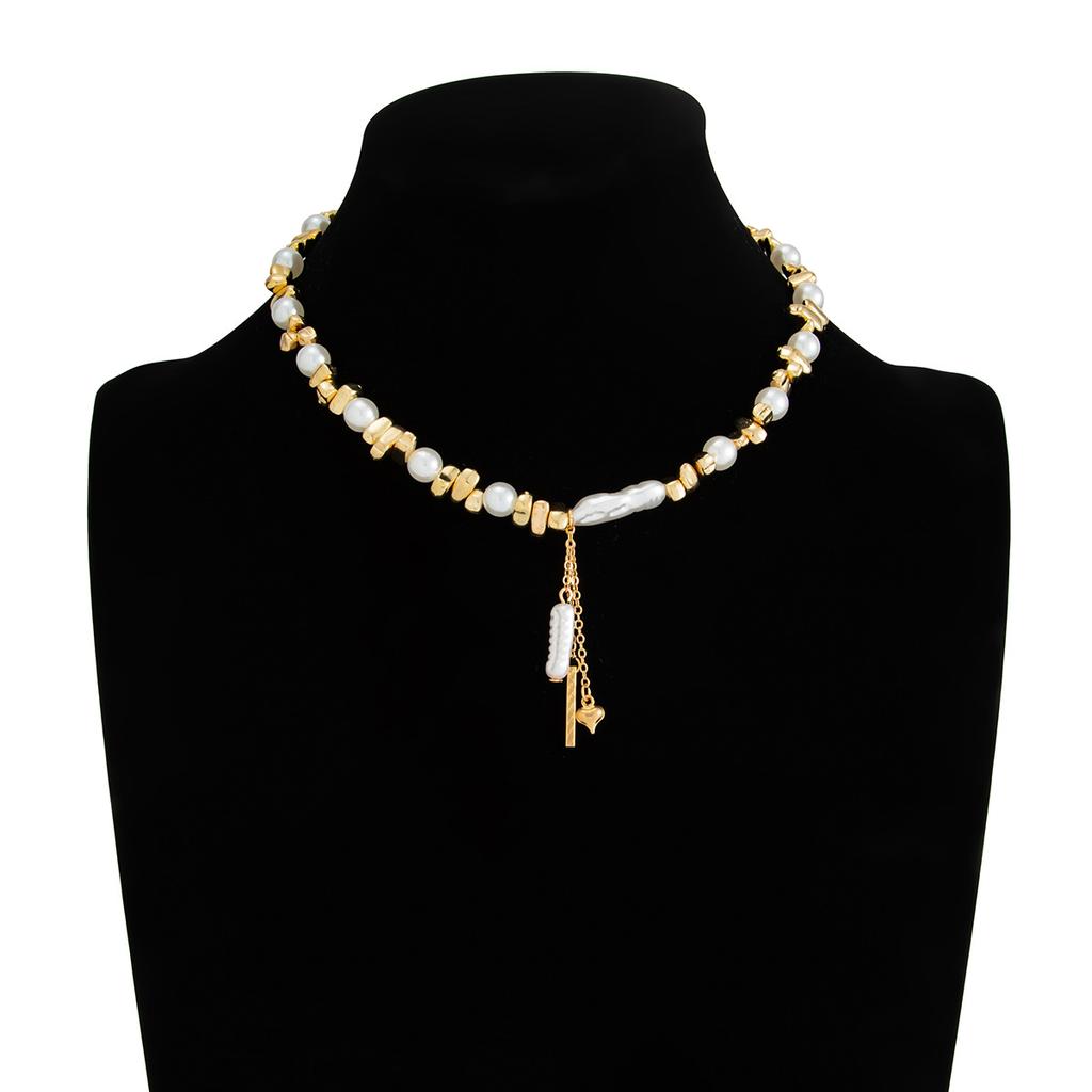 Boho Love Heart Pendant Choker Necklace for Women Imitation Pearl Chain Wedding Jewelry Accessories