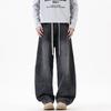 American retro trendy brand splicing scimitar jeans men's trend loose wide legs drape elastic waist long pants men