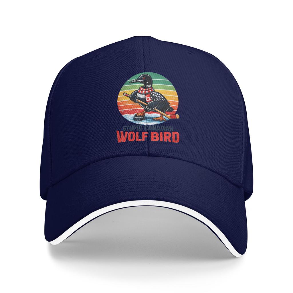 Stupid Canadian Wolf Bird Funny Hockey Meme Ice Sports Casual Baseball Cap Hunting Trucker Hat Summer Men Fashion Snapback Cap