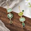 Huitan Fresh Style Women Bohemia Drop Earrings for Daily Party Elegant Charming Accessories Inlaid Shiny CZ Geometric Zircon