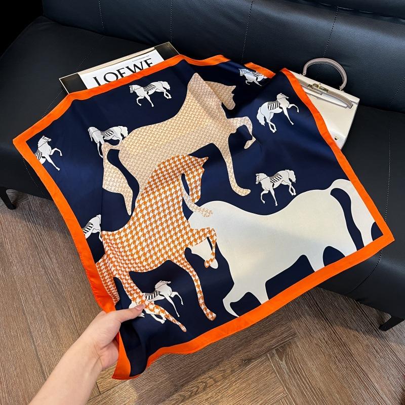 New silk scarf women's fashion versatile high-end small square scarf Korean version neck protection scarf spring and autumn retro scarf binding bag