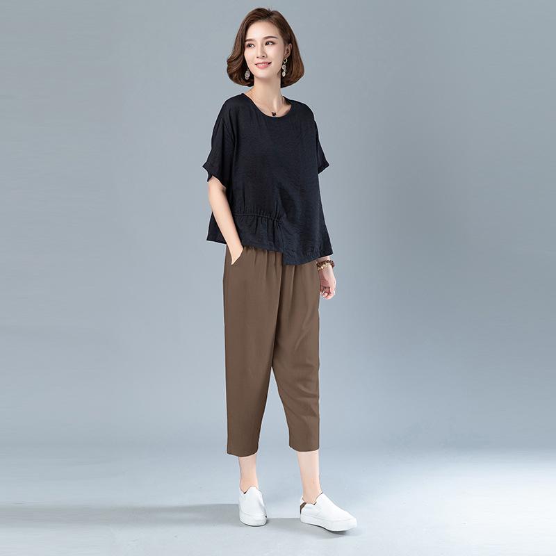 2025 Summer Fashion: Mom's Petite Cotton-Linen Casual Two-Piece Set