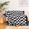 Vintage Checkered Woven Throw Blanket for Sofa Couch Bed Outdoor Camping Picnic Mat Jacquard Bedspread Retro Plaid Tablecloth