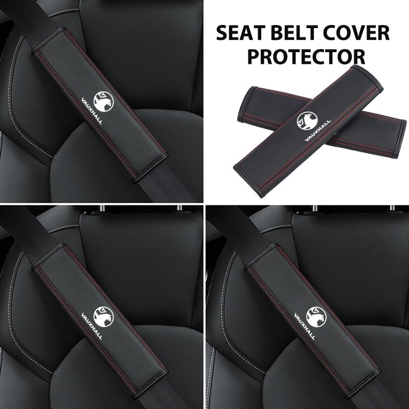 For Vauxhall Car Logo Leather Seat Belt Protective Neck and Shoulders Cover Accessories VXR8 Astra Zafira Vectra Tigra Corsa D G