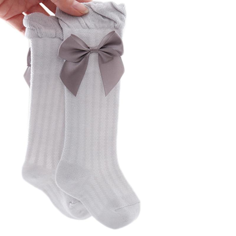 Baby Girls Summer Thin Mesh High Tube Socks Bow Anti-Mosquito Over Knee Stocking