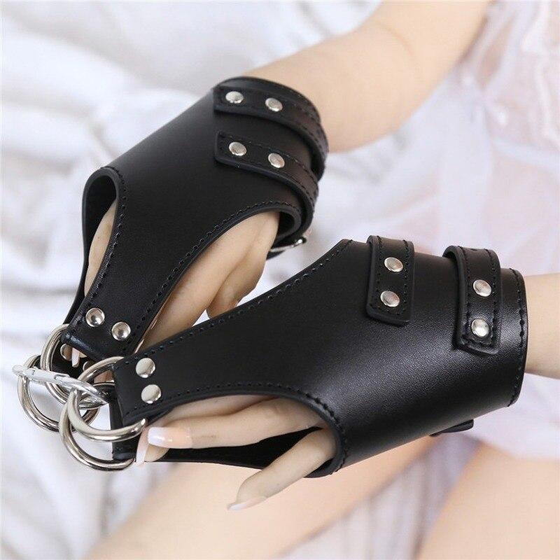 Adult Sex Toys Black Leather Hanging Door Handcuffs Bound Discipline  BDSM Torture Bondage Restraint Chastity