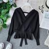 Autumn/winter Sexy V-neck Bat Sleeve Knit Slimming Short Sweater