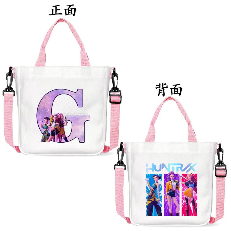 Anime Cartoon Letter Shoulder Bag Versatile Commuter Handbag Large Capacity Student Canvas Bag