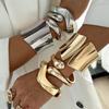 Wide Large Stainless Steel Alloy Silver Plated Asymmetric Geometric Big Cuff Bangle Bracelet Punk Simple Bangles Women