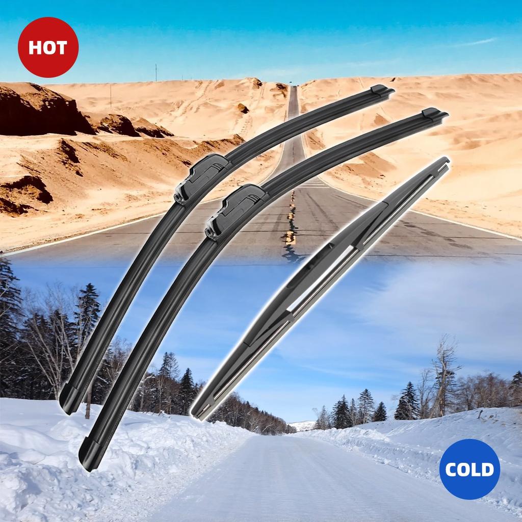 3PCS For Nissan X-Trail T31 2007-2013 24"+16"+14" Front Rear Wiper Blades Windshield Windscreen Window Cutter Accessories 2009 2010 2011 2012 2013