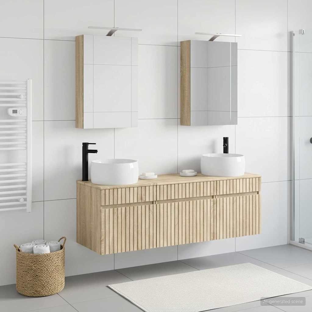 Bathroom Cabinet Set 5 pcs Sonoma Oak 50 x 14.5 x 70 cm