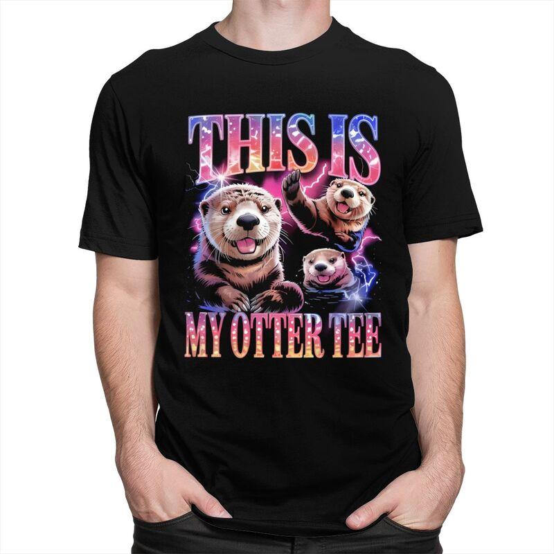 Funny Otter Meme Design TShirt 100 Cotton Tee Tops Summer Round Neck Humor Animal Tshirts Fashion ShortSleeve Clothes