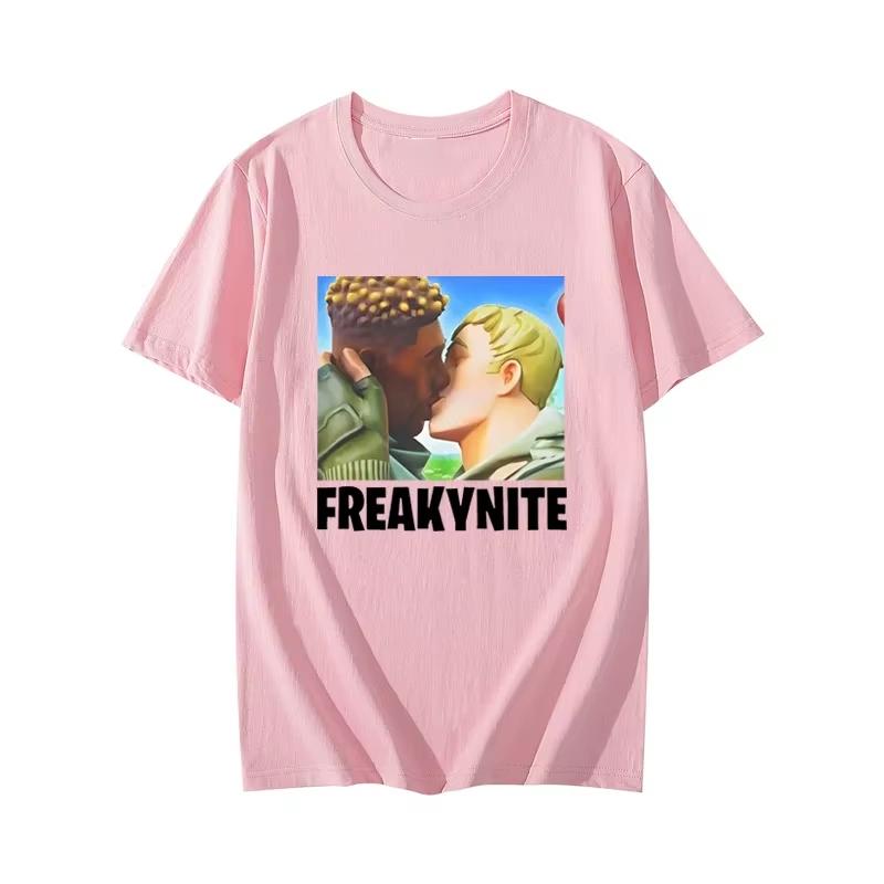 2025 Autumn and Winter American Men's and Women's Double Printed T-shirt Pure Cotton Round Neck Comfortable High Quality T-shirt