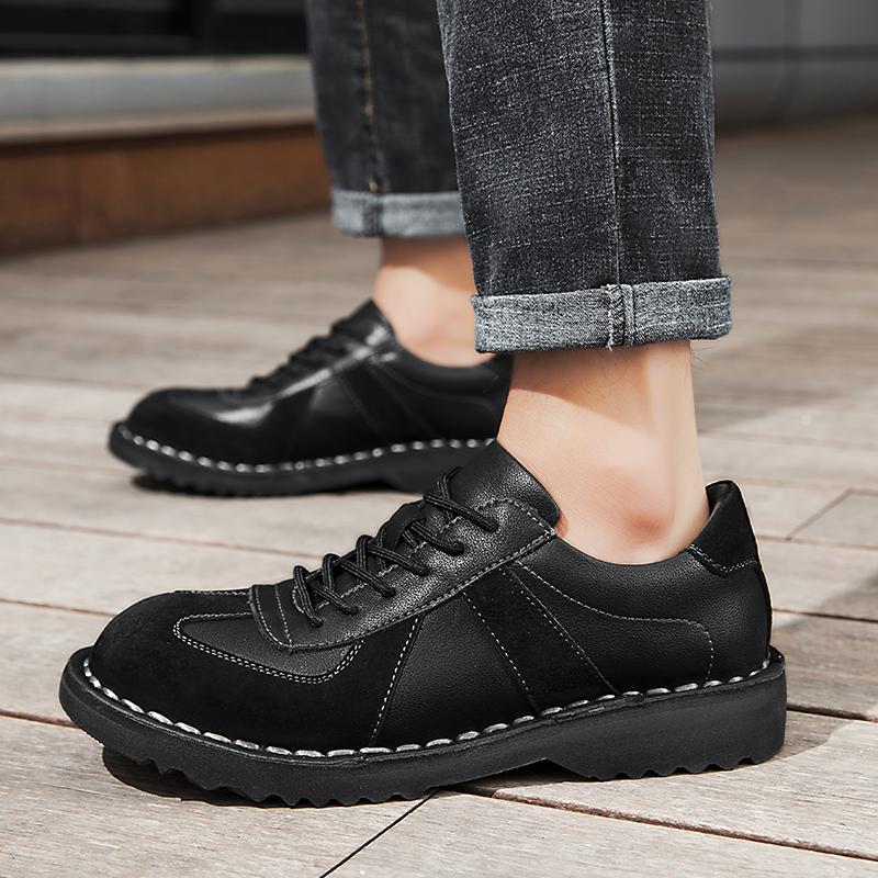 Fashion Genuine Leather Male Outdoor Flats Men's Casual Lace-Up Sneakers Breathable Men's School Shoes Lightweight Slip-On Skate Shoes