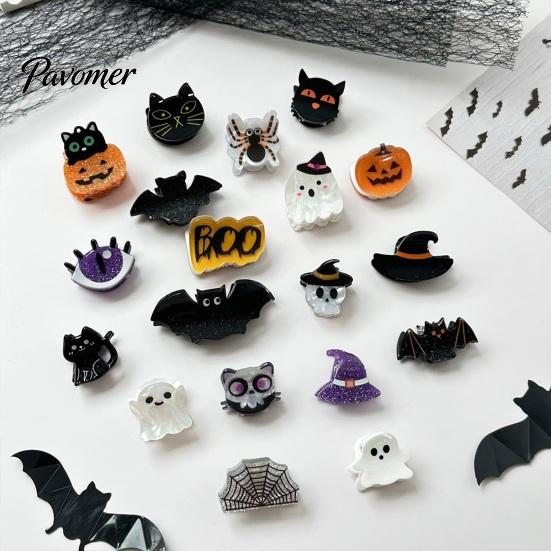 Trendy Hair Accessories for Girls Halloween Claw Clip, Cute Headdress, Glitter Acrylic Bat Pumpkin Stylish Clamps Black Cat Spider Ghost Pattern Women