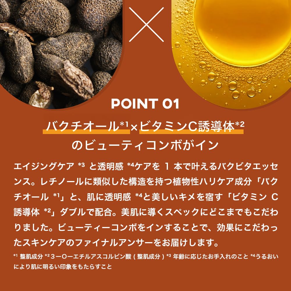 BEAUTY Bakuvita Essence a Firming and Radiant Serum Containing a Retinol and Vitamin C Mgd by Megood Beauty [MEGOOD Official] 30ml, Bakuchiol,