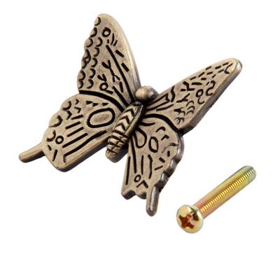1pc 43mm Butterfly Handle W/screw Vintage Decor Knob Pull Dresser Drawer Cabinet Furniture Hardware Antique Bronze Red Copper
