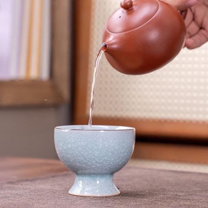 Ru Kiln Ice Crack High-Foot Ceramic Teacup