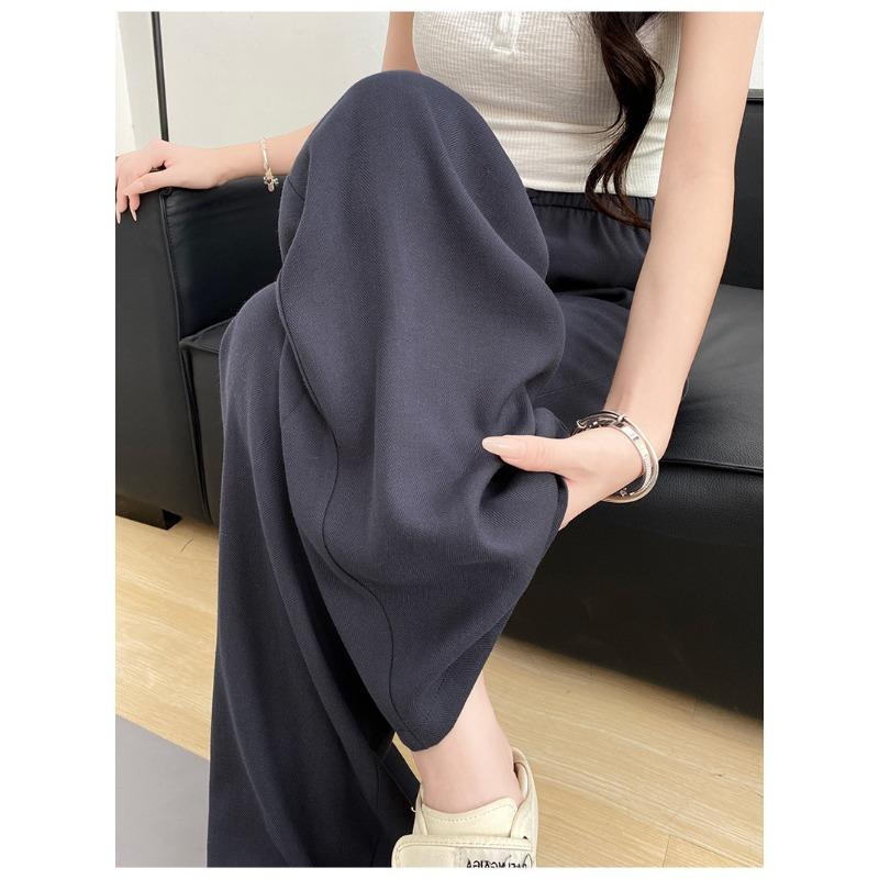 Women Linen Blend Wide Leg Pants High Waist Loose Summer Trousers