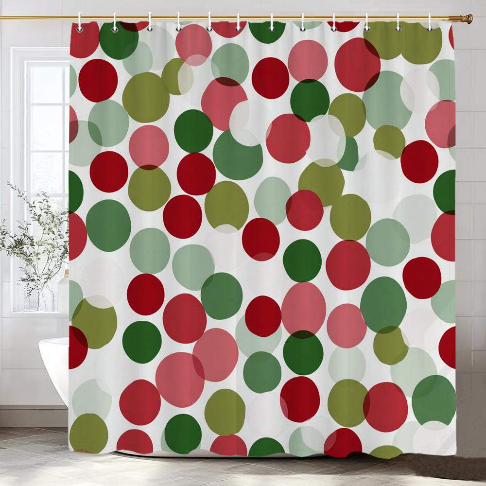 Modern Colorful Dot Pattern Shower Curtain Printed Fabric Bathroom Decorative Shower Curtain Home Curtain With Hooks W60H190(CM)-1 Pcs