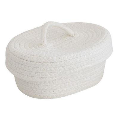 Desktop Storage Box with Lid Handmade Cotton Rope Storage Basket for Makeup Sundries Snack Needles