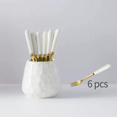 6pcs Fork and Storage Can Set Simple Nordic Style Fruit Fork Dessert Fork Tableware Practical Kitchenware