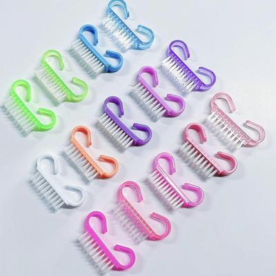 Gekleurde Nail Art Poeder & Reinigingsborstel Set - Kleine Hoorn Borsteltjes voor Manicure