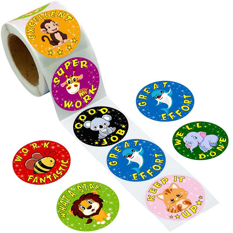 500 Pcs Reward Stickers Motivational Stickers Roll For Kids For School Reward Students Teachers Cute Animals Stickers Labels