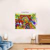 Arazzo Hippie Retrò, Stampa Colorata con Simbolo della Pace, Farfalle Arte Psichedelica, Arte da Parete Bohemien per Soggiorno