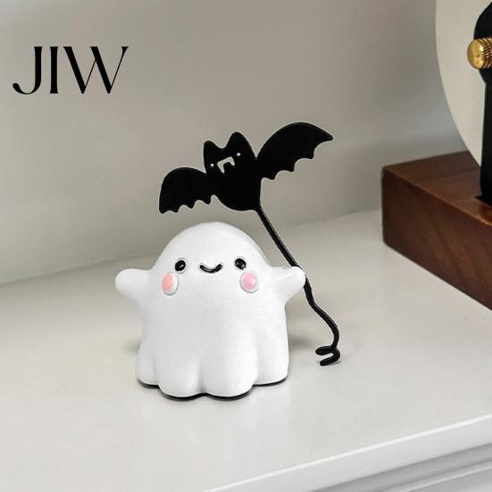 Unique Halloween Home Accents Ghost Walking Dog Resin Figurine, Cute Holding Bat Balloon Statue, Spooky Children Room Desktop Decor Decor, Mini Stable