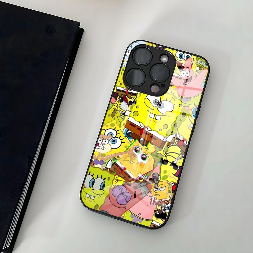 SpongeBob Cartoon Phone Case For IPhone 17 Air 16 15 14 Pro 13 11 12 XR XS ProMAX 7 8 Plus Glass Cover