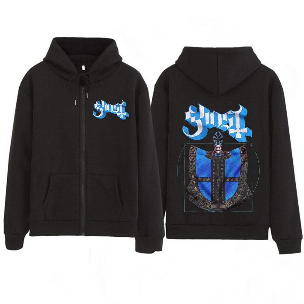 Ghost Skeletour World Tour Album Harajuku Zipper Hoodies Unisex Gothic Oversized Zip Up Sweatshirts Harajuku Hip-hop Coat