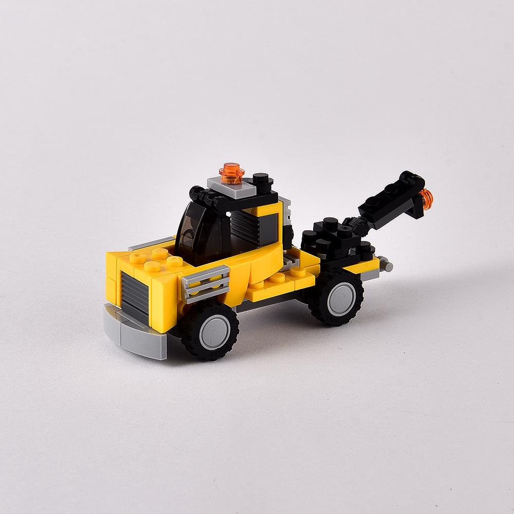 Road Rescue Vehicle Building Block Trailer Car Model Assembly Toy Compatible Small Particle Set