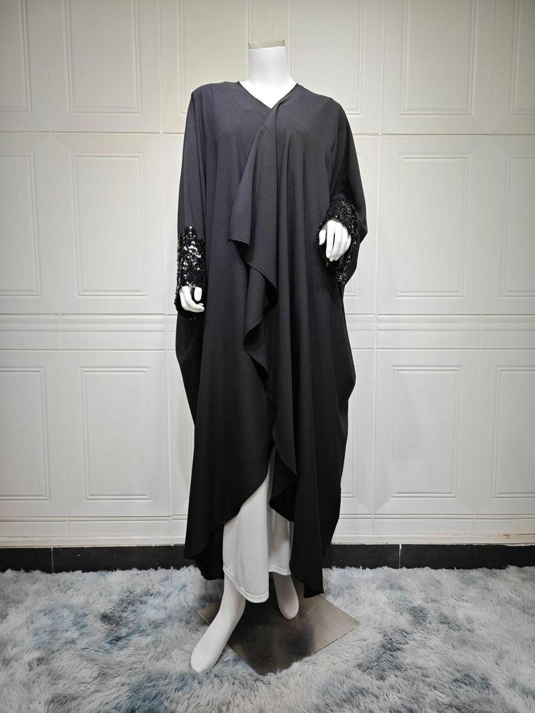 Modest Solid Color Abaya Cardigan - One Size Long Robe for Middle East and Dubai