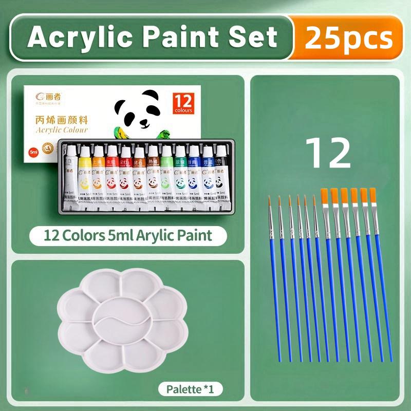 Набор акриловых красок 25/31/37 шт., Профессиональный 12/18/24 шт. Набор акриловых цветов с яркими пигментами в тюбиках по 0,17 унции с 7 кистями для рисования
