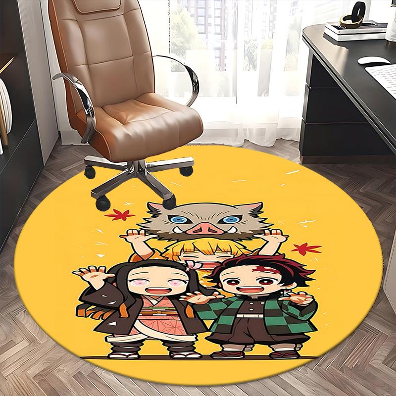 Anime-Inspired Chair Mat - Round Carpet for Home Decor, Office Use, and Gifts - Suitable for Bedrooms, Living Rooms s0482b