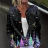 Women's Fashion Christmas Printed Long Sleeve Knitted Cardigan Button Down Jacket