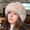 Winter Faux Fur Hat For Women With Warm Plush Material And Cloud Pattern Design For Casual Wear