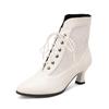 Women Victorian Ankle Boots Leather Lace Heel Shoes for Women  Fashion Lace Up Spliced Ladies High Heels Woman Boots Ankle 46