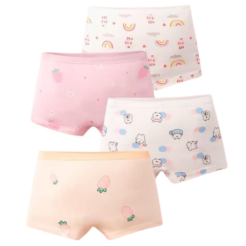 4pc/lot Girls Cotton Underwear Boxers Pant Soft Comfortable Cute Girls Underwear