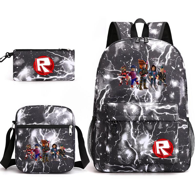 Large Capacity Schoolbag with Shoulder Strap; Student Three-piece Pencil Case Set