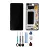 LCD Screen and Touch Glass - SAMSUNG - Galaxy S10+ G975F - Silver - Assembled On Frame - Spare Part