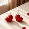 Red Heart Shaped Candlestick Holder Romantic Ceramic Candle Holder for Wedding Party Dining Table Centerpiece Anniversary Valentine's Day Home Decor