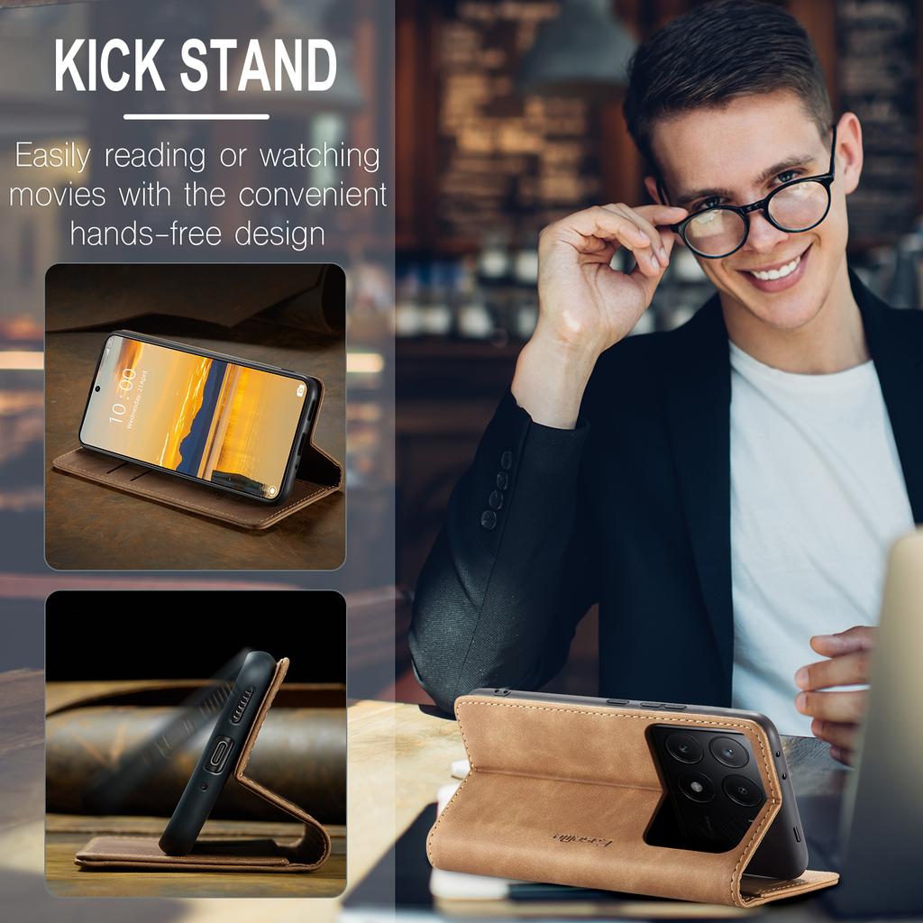 For Xiaomi Redmi K70E 5G/Xiaomi Poco X6 Pro 5G Wallet Case CASEME 013 Series PU Leather Phone Cover Stand