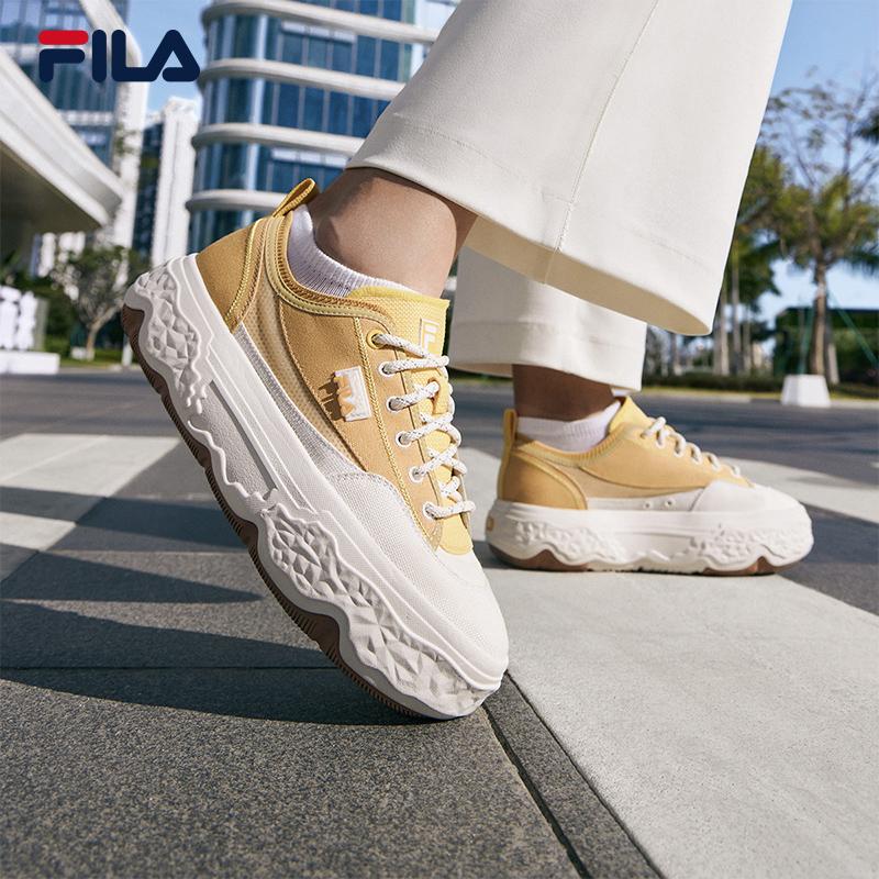 Fila Rock Thick Sole Versatile Durable Low Top Canvas Shoes Women sneaker Golden-Apricot-Yellow F12W421301FGJ